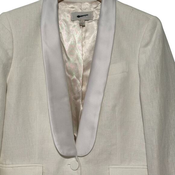 J. Crew Ivory Single Button Linen Blend Blazer with Contrast Satin Collar (6) - Picture 3 of 14